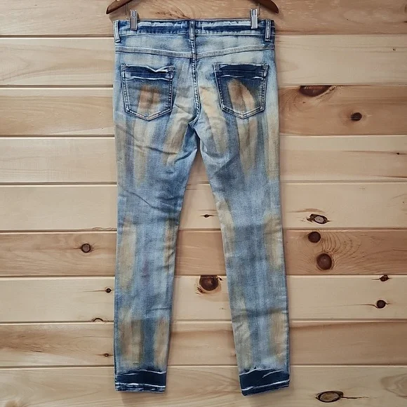 Free People Super Rare Unique Tie Dye Bleach Dirty Wash Jeans Size 29 Paintbrush - Picture 11 of 16